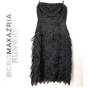 BCBG MAXAZRIA RUNWAY Satin Corset Petal Dress Silk